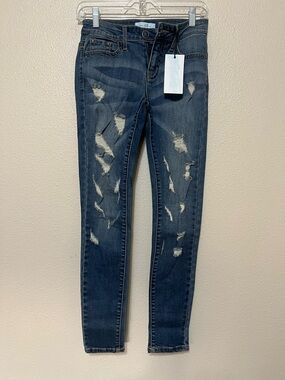 Judy Blue Dark Blue Distressed Skinny Jeans